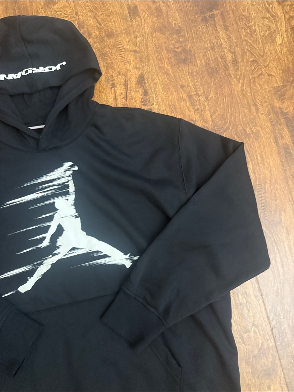 Jordan Black Pullover Hoodie with White Jumpman Graphic - Picture 3 of 11
